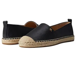 Lauren Ralph Lauren Cameryn Espadrille for Women - Slip-on Style, Textile and Leather Close Round-Toe Shoes - Black 7.5 B - Medium