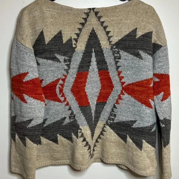 Lauren Ralph Lauren Chunky Aztec Southwestern Wool Linen sweater Size S