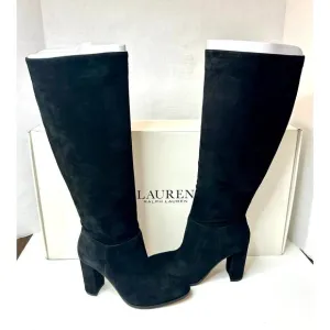 Lauren Ralph Lauren Women's Artizan Suede Tall Slouch Boots Black Size 7B NWT