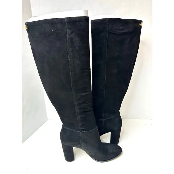 Lauren Ralph Lauren Women's Artizan Suede Tall Slouch Boots Black Size 7B NWT