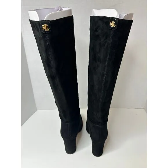 Lauren Ralph Lauren Women's Artizan Suede Tall Slouch Boots Black Size 7B NWT