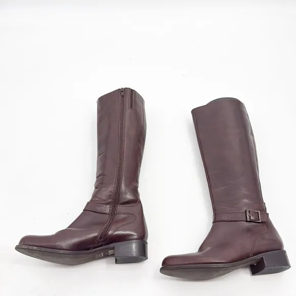 Lavorazione Artigiana Leather Riding Boots Size 7.5 Brown side Buckle