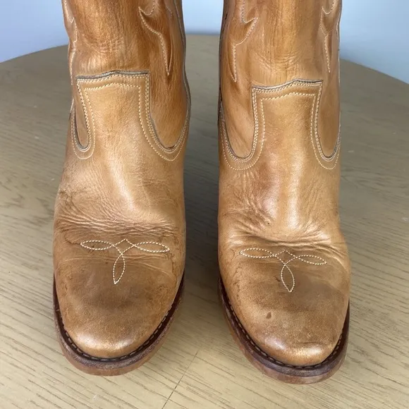 Leather Heeled Western Boot Women's 7 Coastal Cowgirl Cowboy Classic Retro Boho