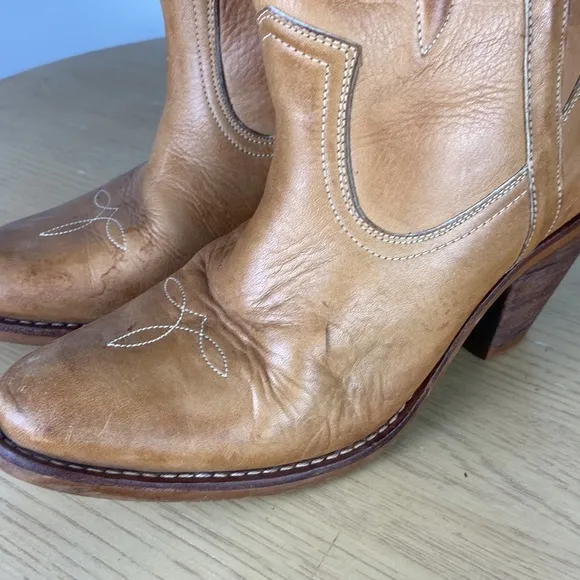 Leather Heeled Western Boot Women's 7 Coastal Cowgirl Cowboy Classic Retro Boho