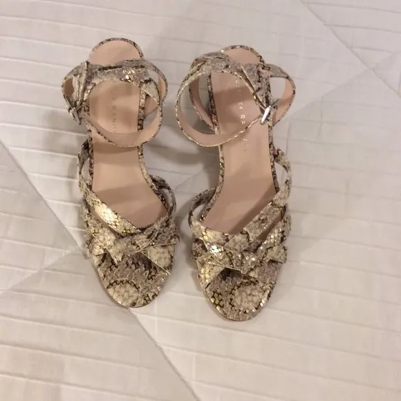 Leather Snake Print Sandals