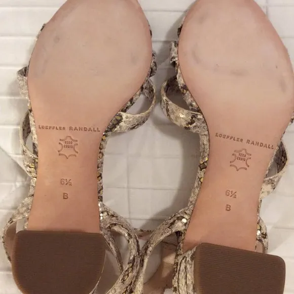 Leather Snake Print Sandals
