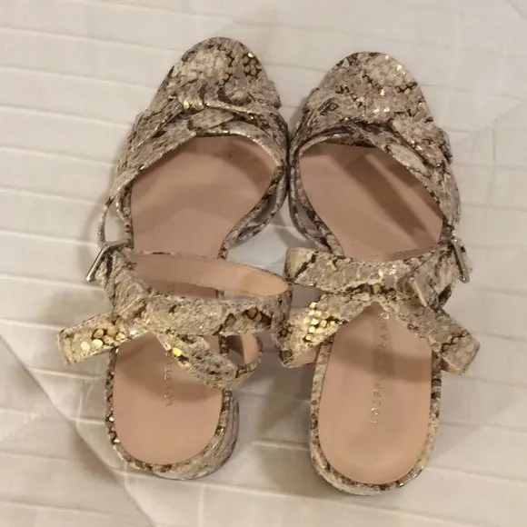 Leather Snake Print Sandals