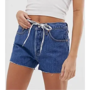 Levis 501 Logo Drawstring Denim Button-fly Shorts