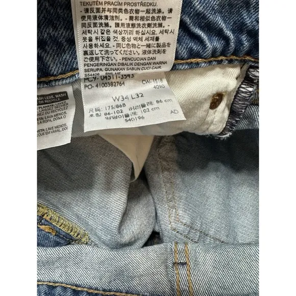 Levi's Big E 511 Slim Fit Jeans W34 L32 Thrashed Distressed Mid Wash Denim Mens