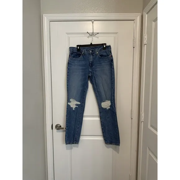 Levi's Big E 511 Slim Fit Jeans W34 L32 Thrashed Distressed Mid Wash Denim Mens