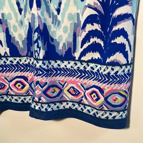 LILLY PULITZER “Beacon” Cotton Pineapple/Tribal Border 3/4 SLV Preppy Dress XS