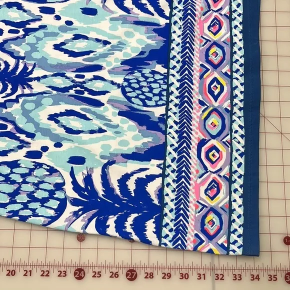 LILLY PULITZER “Beacon” Cotton Pineapple/Tribal Border 3/4 SLV Preppy Dress XS