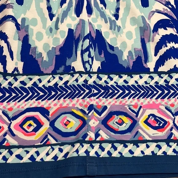 LILLY PULITZER “Beacon” Cotton Pineapple/Tribal Border 3/4 SLV Preppy Dress XS