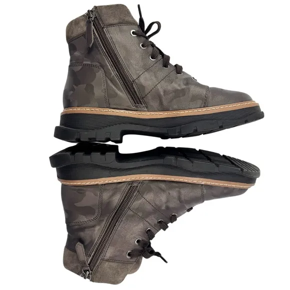Linea Paolo Boca Brown Camo Lace Up Boots - Women’s Size 7