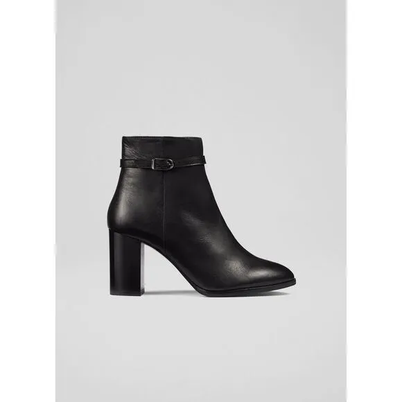 LK Bennett Bryony Women's Black Leather Ankle Boots Size 40 NWOT