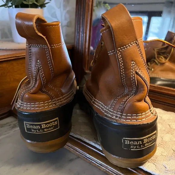 L.L. BEAN Classic Bean Boots Rubber and Leather Waterproof Brown Tan Men's Sz 10