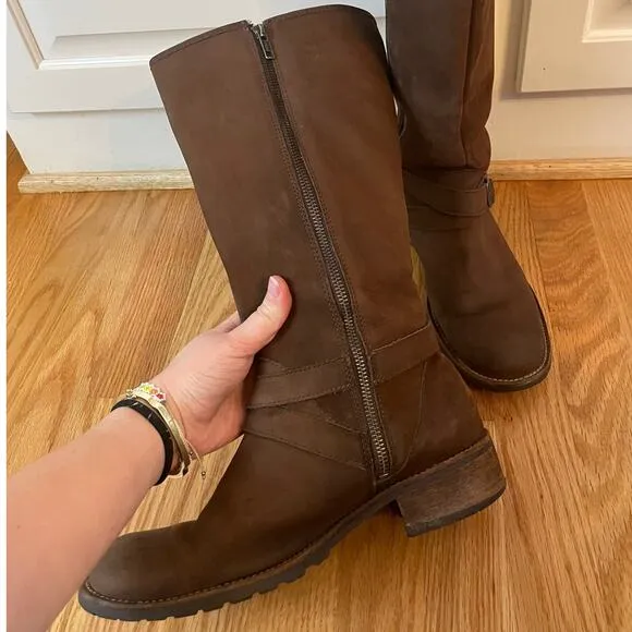 LL Bean Deerfield Brown Leather Water Resistant Classic Buckle Riding Boots‎ 8.5