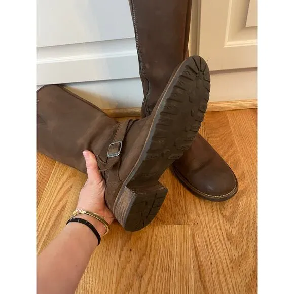 LL Bean Deerfield Brown Leather Water Resistant Classic Buckle Riding Boots‎ 8.5
