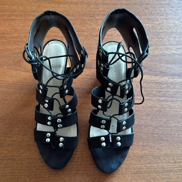 Loeffler Randall ‘Hana’ Studded Gladiator Block Heel Sandals in Black -size 7.5