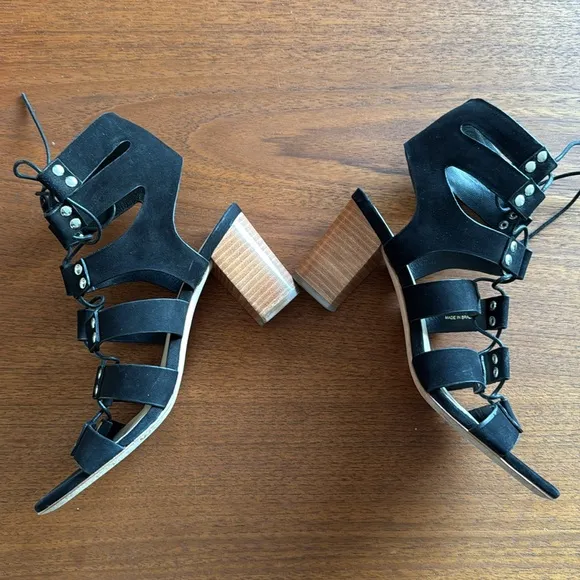 Loeffler Randall ‘Hana’ Studded Gladiator Block Heel Sandals in Black -size 7.5