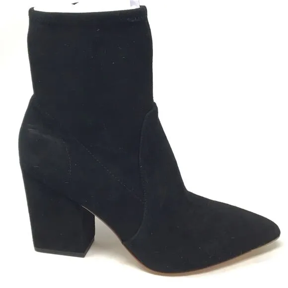 Loeffler Randall Isla Women's Size 6B Black Suede Pointed Toe Chunky-Heel Boots