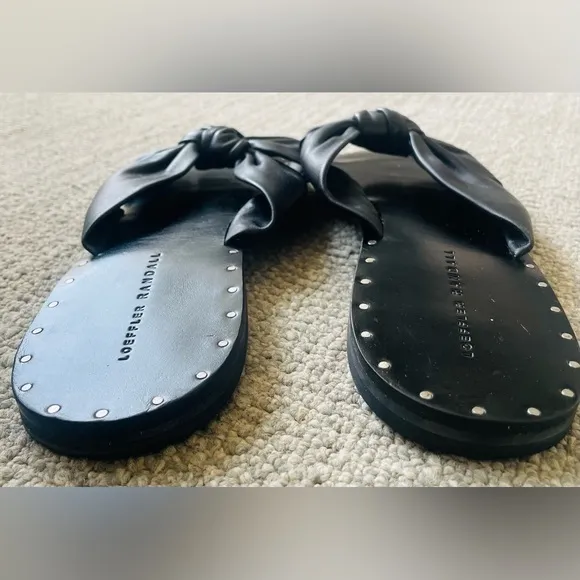 LOEFFLER RANDALL Lucia Black Knotted Studded Leather Sandals