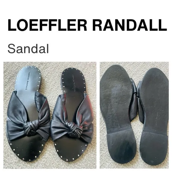 LOEFFLER RANDALL Lucia Black Knotted Studded Leather Sandals