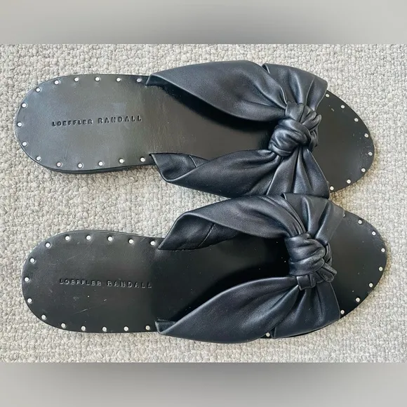 LOEFFLER RANDALL Lucia Black Knotted Studded Leather Sandals