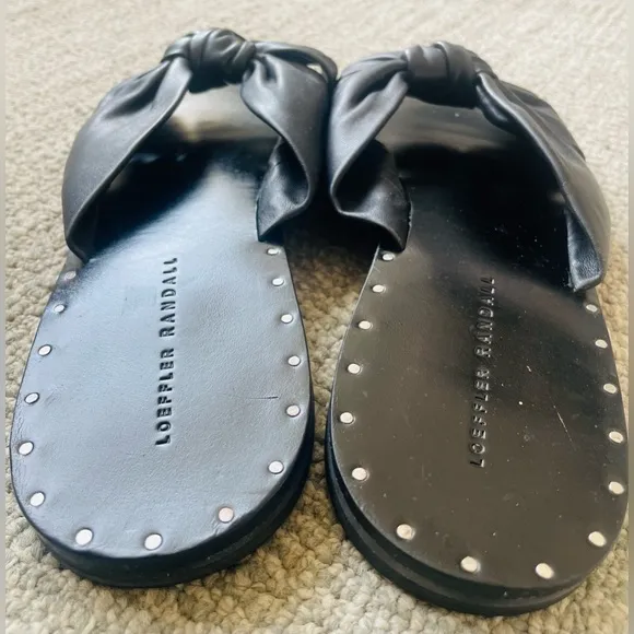 LOEFFLER RANDALL Lucia Black Knotted Studded Leather Sandals