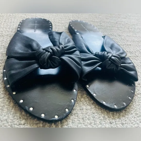 LOEFFLER RANDALL Lucia Black Knotted Studded Leather Sandals