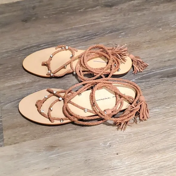 Loeffler Randall Rhinestone studded blush suede sandals. Size 8B New in Box.