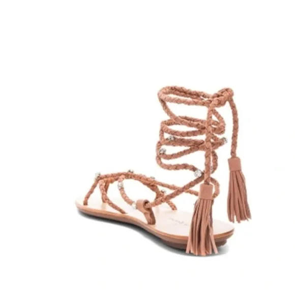 Loeffler Randall Rhinestone studded blush suede sandals. Size 8B New in Box.