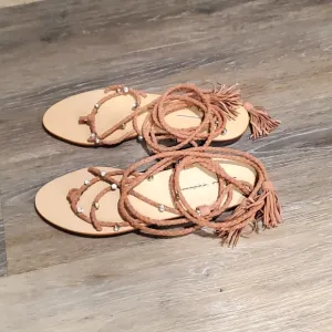 Loeffler Randall Rhinestone studded blush suede sandals. Size 8B New in Box.