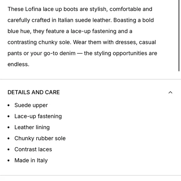 LoFina Lace-Up Suede Chunky Platform Sole Boots Blue size 40