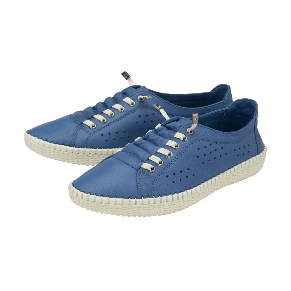 Lotus Kamari Women's Slip On Leather Casual Shoe Blue