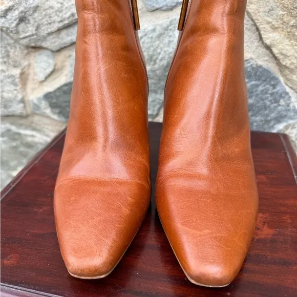Louise Et Cie Lenci Bootie Birch Brown Leather Pointed Toe Ankle Boots Size 8