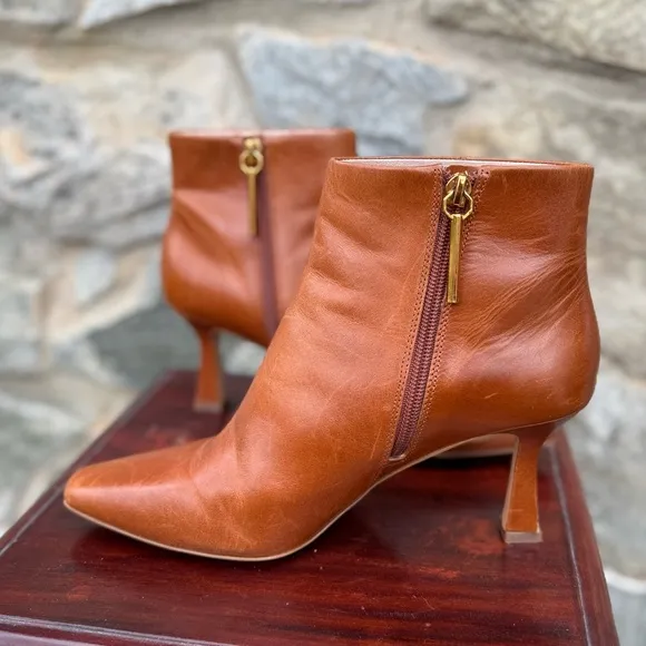 Louise Et Cie Lenci Bootie Birch Brown Leather Pointed Toe Ankle Boots Size 8