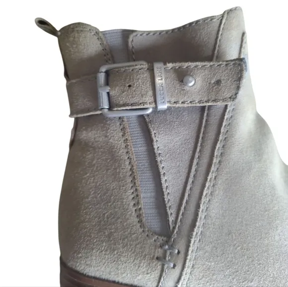 Lucca Lane Pointed Toe Meyna Ankle Boots Suede Taupe Size 7