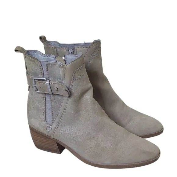 Lucca Lane Pointed Toe Meyna Ankle Boots Suede Taupe Size 7