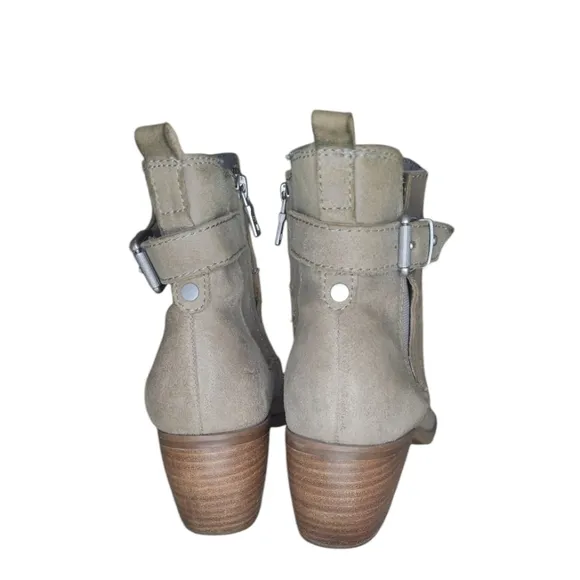 Lucca Lane Pointed Toe Meyna Ankle Boots Suede Taupe Size 7