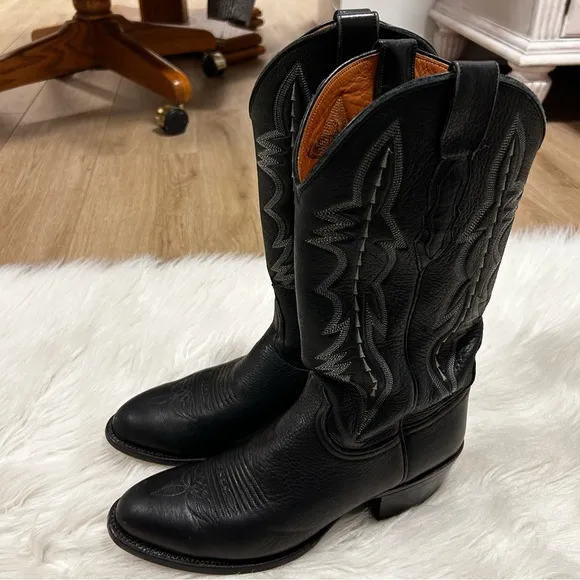 Lucchese Black Leather Western Boots