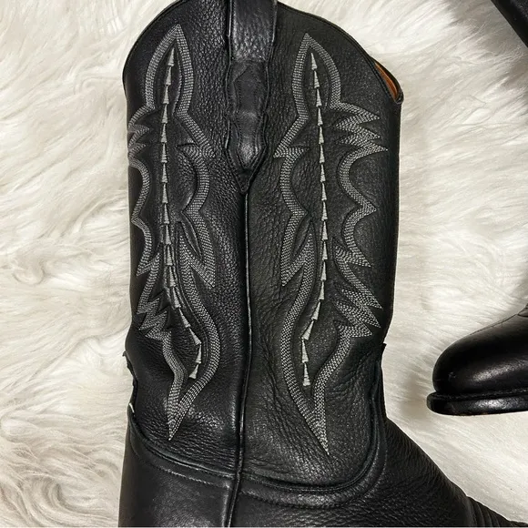 Lucchese Black Leather Western Boots