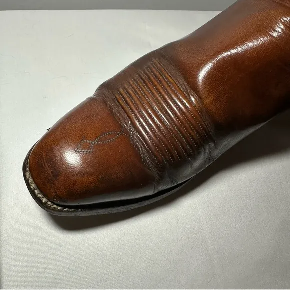 Lucchese Brown Western Cowboy Boots with Traditional Stitching
