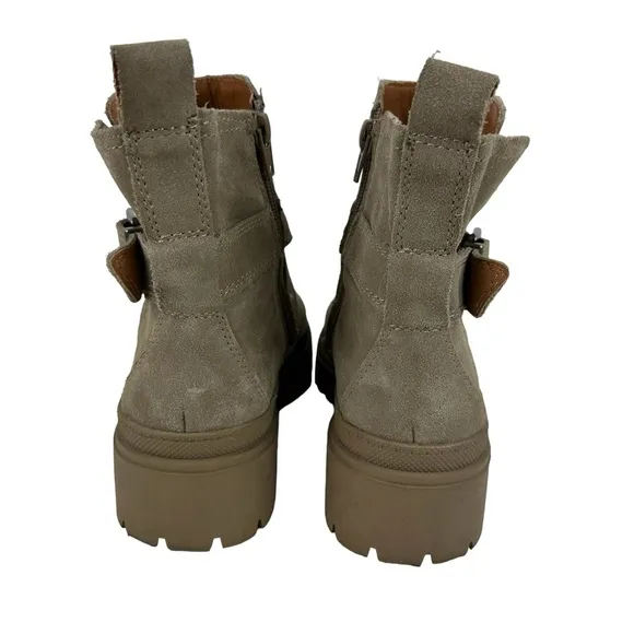 Lucky Brand Elyton Boots Suede Leather Tan Lug Sole Chunky Boots Size 9