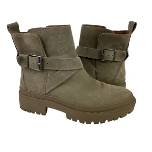 Lucky Brand Elyton Boots Suede Leather Tan Lug Sole Chunky Boots Size 9