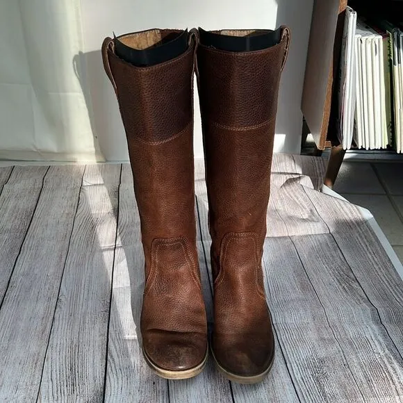 Lucky Brand Hibiscus Camel Leather Riding Boot Women’s Size 8.5