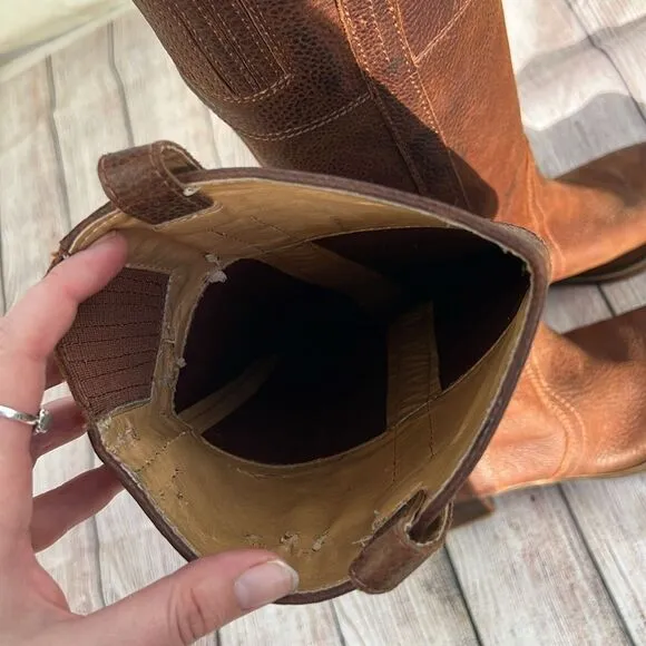 Lucky Brand Hibiscus Camel Leather Riding Boot Women’s Size 8.5