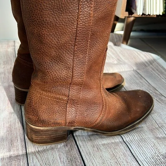Lucky Brand Hibiscus Camel Leather Riding Boot Women’s Size 8.5