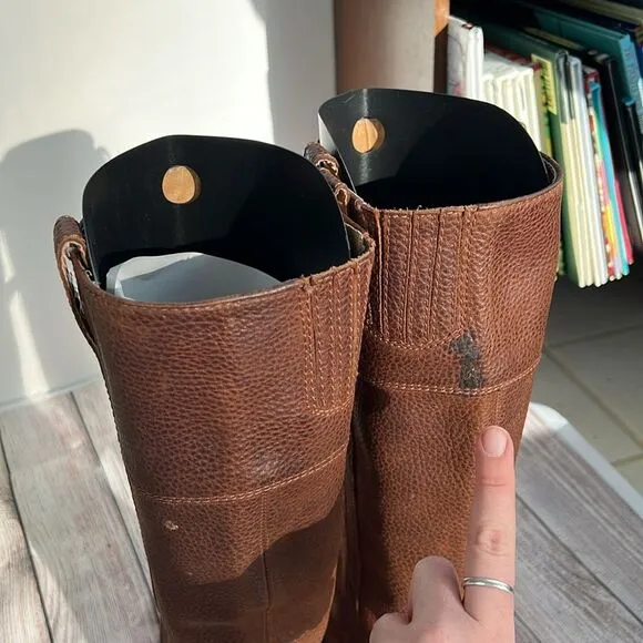 Lucky Brand Hibiscus Camel Leather Riding Boot Women’s Size 8.5