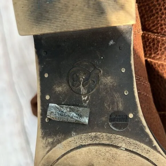 Lucky Brand Hibiscus Camel Leather Riding Boot Women’s Size 8.5